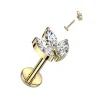 Rustokoru/traguskoru, Marquise Leaf in Gold -titaaninen labret