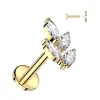 Rustokoru/traguskoru, Marquise Leaf Top in Gold -titaaninen labret