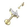 Rustokoru/traguskoru, Marquise Crystal Top in Gold -titaaninen labret