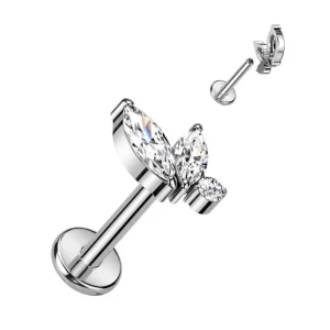 Rustokoru/traguskoru, Marquise Crystal Top -titaaninen labret
