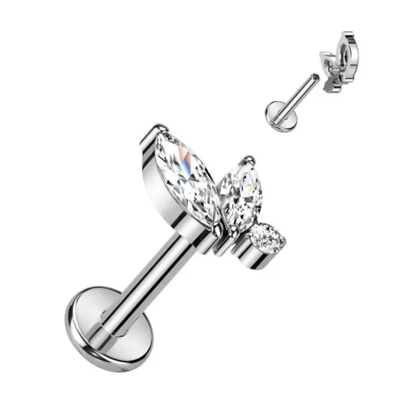 Rustokoru/traguskoru, Marquise Crystal Top -titaaninen labret