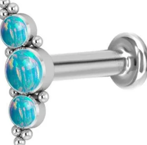 Rustokoru/traguskoru, Medium Titanium Curved Labret with Turqoise Opal