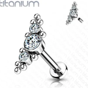 Rustokoru/traguskoru, Medium Titanium Curved Labret with CZ