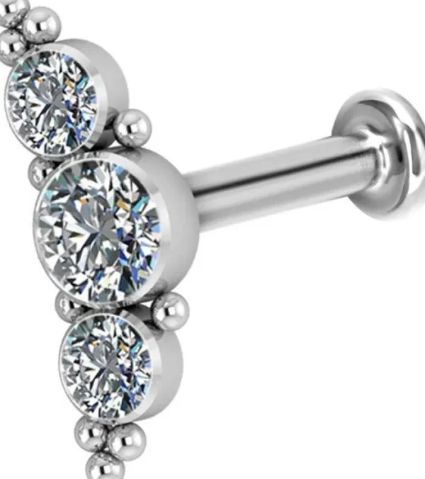 Rustokoru/traguskoru, Medium Titanium Curved Labret with CZ