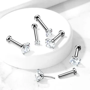 Rustokoru/traguskoru, Push In Prong CZ Top -titaaninen labret 3 kokoa