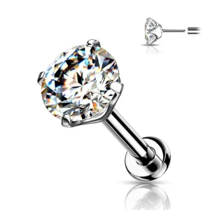Rustokoru/traguskoru, Push In Prong CZ Top -titaaninen labret 3 kokoa