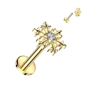 Rustokoru/traguskoru, Snowflake Top in Gold -titaaninen labret