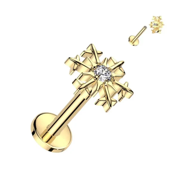 Rustokoru/traguskoru, Snowflake Top in Gold -titaaninen labret