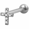 Rustokoru/traguskoru, Steel Jewelled Cross Barbell
