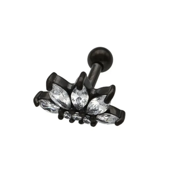 Rustokoru/traguskoru, Steel Blackline® CZ Lotus Barbell