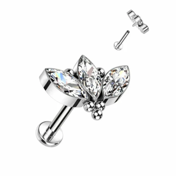 Rustokoru/traguskoru, Titanium 3 Marquise CZ -kivellinen titaanilabret