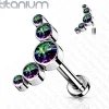 Rustokoru/traguskoru, Titanium 5 CZ Bezel Set Curve Top in Multicolor
