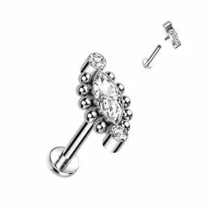 Rustokoru/traguskoru, Titanium Marquise CZ -kivellinen titaanilabret