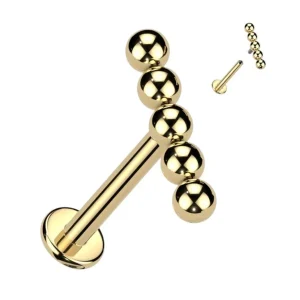 Rustokoru/traguskoru, Titanium Stud in Gold -kivetön titaanilabret
