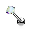 Rustokoru/traguskoru, Titanium Barbell with 4mm CZ in AB Clear