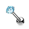 Rustokoru/traguskoru, Titanium Barbell with 4mm CZ in Turqoise