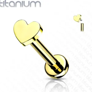 Rustokoru/traguskoru, Titanium Mini Heart in Gold -sydän labret