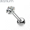 Rustokoru/traguskoru, Titanium Barbell with 3mm CZ