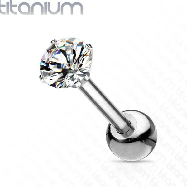 Rustokoru/traguskoru, Titanium Barbell with 3mm CZ