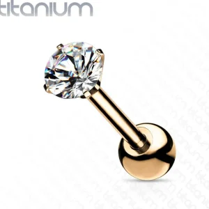 Rustokoru/traguskoru, Titanium Barbell with 4mm CZ in Rosegold