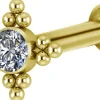 Rustokoru/traguskoru, Titanium Star Flower Labret with CZ 24K Gold
