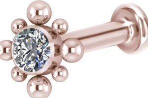 Rustokoru/traguskoru, Titanium Bohemian Labret with CZ Rosegold PVD