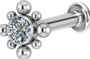 Rustokoru/traguskoru, Titanium Bohemian Labret with CZ