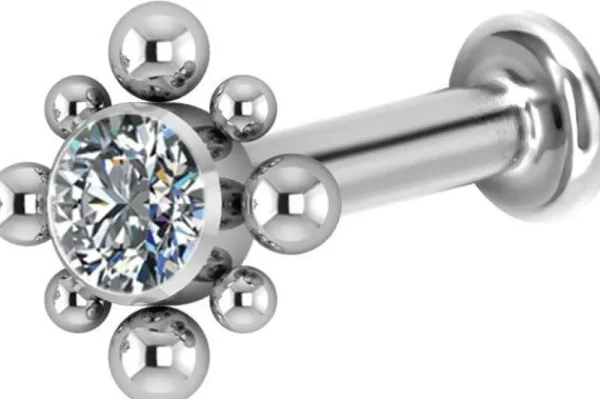 Rustokoru/traguskoru, Titanium Bohemian Labret with CZ