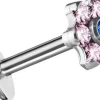 Rustokoru/traguskoru, Titanium Mini Flower Labret in Pink & Blue