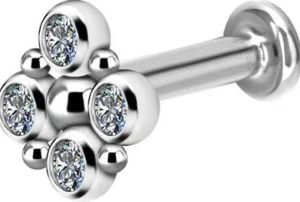 Rustokoru/traguskoru, Titanium Flower Labret with CZ