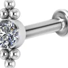 Rustokoru/traguskoru, Titanium Double Cluster Labret with CZ