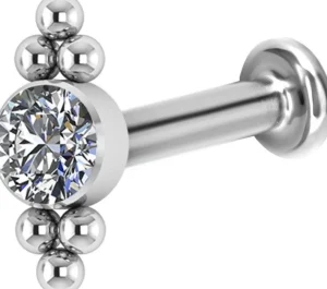 Rustokoru/traguskoru, Titanium Double Cluster Labret with CZ