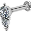 Rustokoru/traguskoru, Titanium Cluster Labret with Double CZ