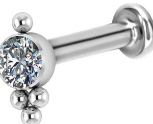 Rustokoru/traguskoru, Titanium Cluster Labret with CZ