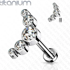 Rustokoru/traguskoru, Titanium 5 CZ Bezel Set Curve Top in Clear