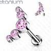 Rustokoru/traguskoru, Titanium 5 CZ Bezel Set Curve Top in Pink