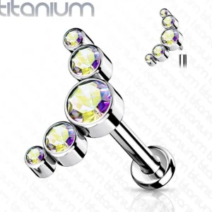 Rustokoru/traguskoru, Titanium 5 CZ Bezel Set Curve Top in AB