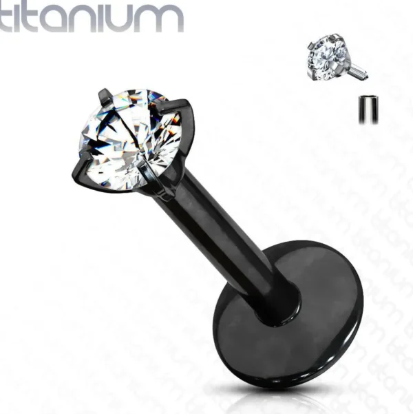 Rustokoru/traguskoru, Titanium Round CZ in Black