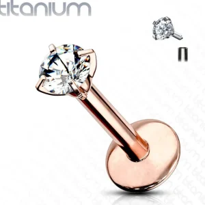 Rustokoru/traguskoru, Titanium Round CZ Rosegold (kaksi pituutta)
