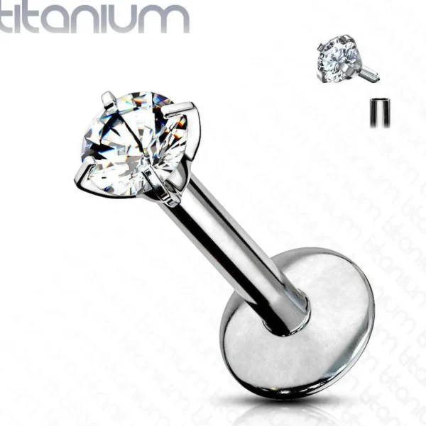 Rustokoru/traguskoru, Titanium Round Large 4mm CZ