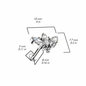 Rustokoru/traguskoru, Titanium 3 Marquise CZ -kivellinen titaanilabret