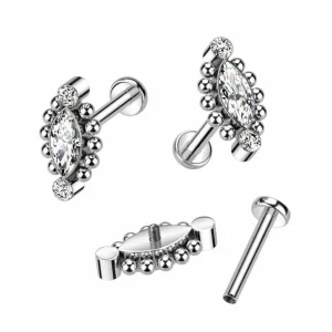 Rustokoru/traguskoru, Titanium Marquise CZ -kivellinen titaanilabret