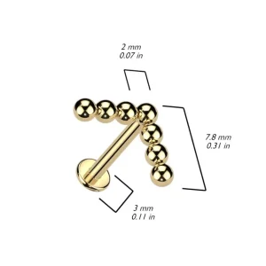 Rustokoru/traguskoru, Titanium Gold Angle Stud -kivetön titaanilabret