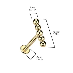 Rustokoru/traguskoru, Titanium Stud in Gold -kivetön titaanilabret