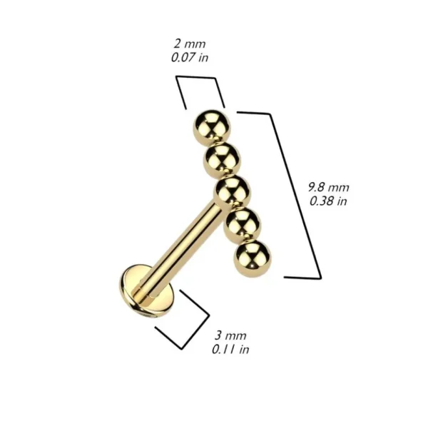 Rustokoru/traguskoru, Titanium Stud in Gold -kivetön titaanilabret