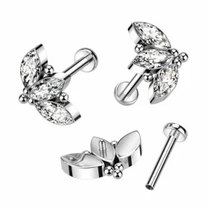 Rustokoru/traguskoru, Titanium 3 Marquise CZ -kivellinen titaanilabret