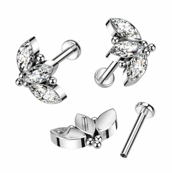 Rustokoru/traguskoru, Titanium 3 Marquise CZ -kivellinen titaanilabret