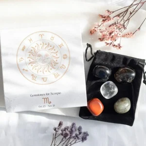 Scorpio Crystal Tumblestone Set -skorpionin luonnonkivi lahjapakkaus