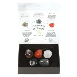Scorpio Crystal Tumblestone Set -skorpionin luonnonkivi lahjapakkaus