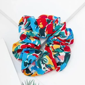 Scrunchie | SUGAR SUGAR, XL Tropical -monivärinen sininen hiusdonitsi